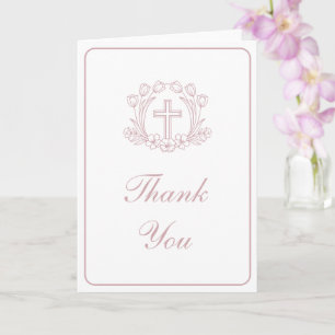 Cartão Simples Cruzes Florais Rosa Agradecimento Religios
