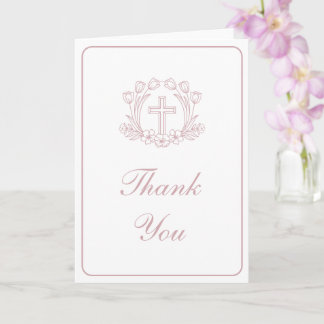 Cartão Simples Cruzes Florais Rosa Agradecimento Religios