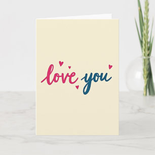 Cartão Simples de Amor com Corações Pintados