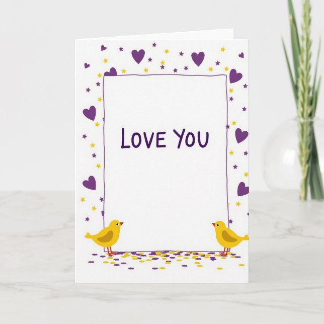 Cartão Simples de Amor Você Pássaros (Frente)