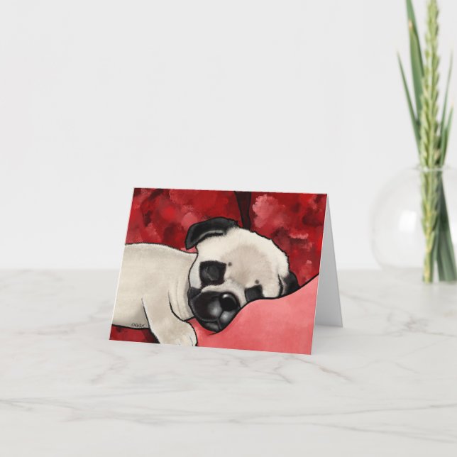 Cartão Simples de Cachorro Pug Cansado (Frente)