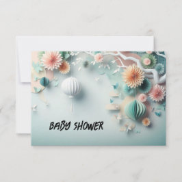 Cartão simples de convite para chá de fraldas