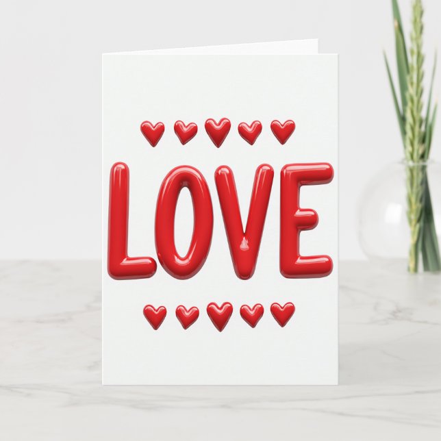 Cartão Simples de Corações de Amor Inchados (Frente)