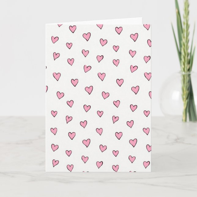 Cartão Simples de Corações Rosa (Frente)