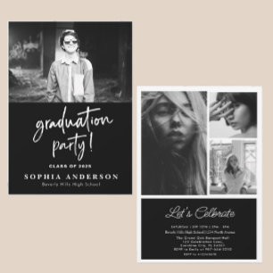 Cartão Simples de Escola Secundária Preto e branco