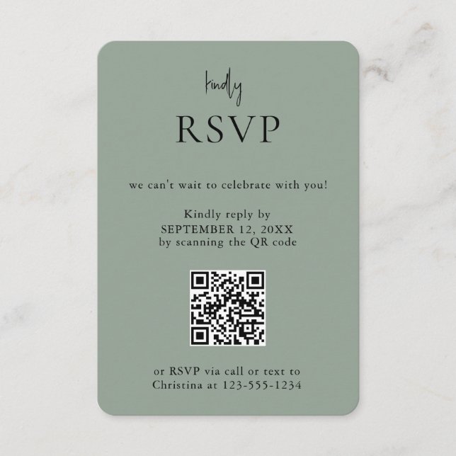 Cartão simples de gabinete RSVP de Casamento Moder (Frente)