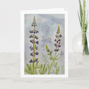 Cartão Simples de Lupinos em Aquarela