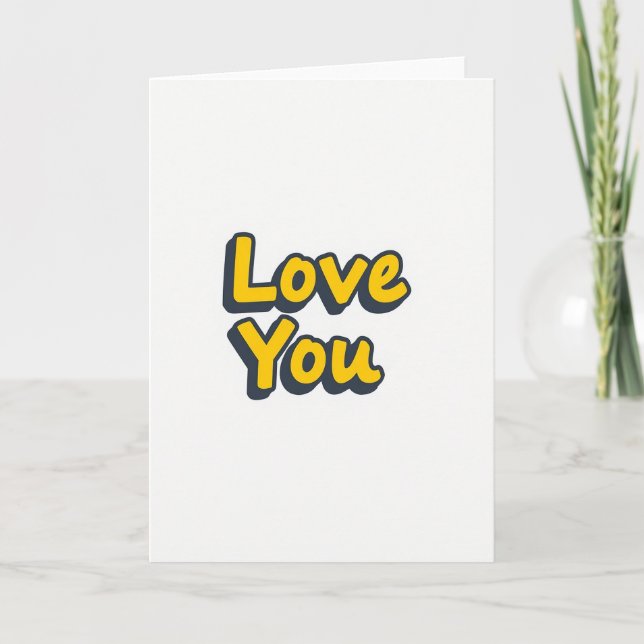 Cartão Simples de Texto 3D 'Eu Te Amo' (Frente)