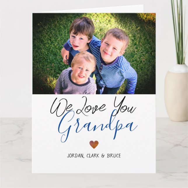 Cartão simples Dia de os pais feliz, vovô, foto dois (Frente)