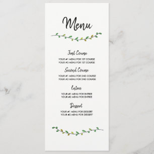 Cartão simples do menu do casamento das hortaliç