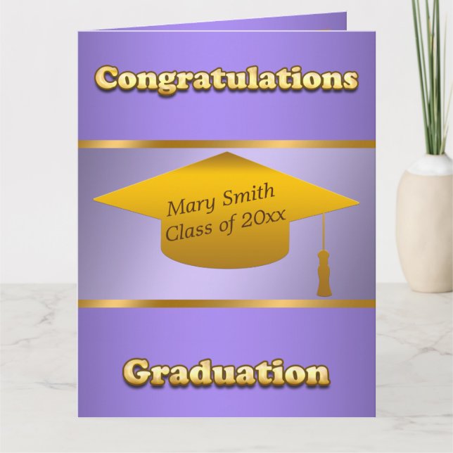 Cartão Simples e Moderno Personalizar Roxo Dourado (Frente)