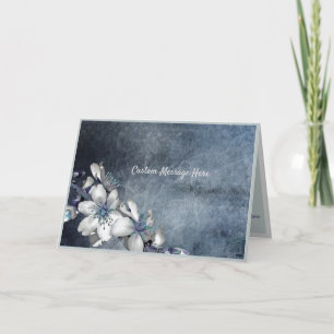 Cartão Simples Elegância Flores Brancas em Cordão