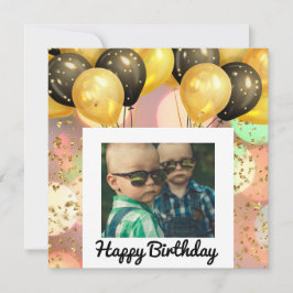 Cartão Simples Feliz Aniversário Adicionar Texto Fotográf