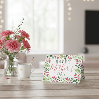 Cartão Simples Flores de Primavera Feliz Dia das Mães