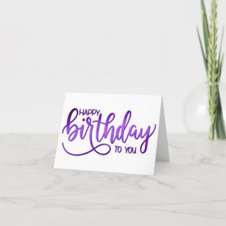 Cartão Simples Mínimo de Aniversário Roxo