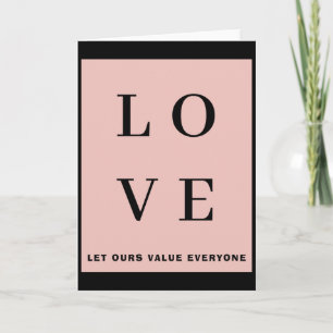 Cartão Simples Preto Rosa Amor Deixe Nosso Valor Todos T