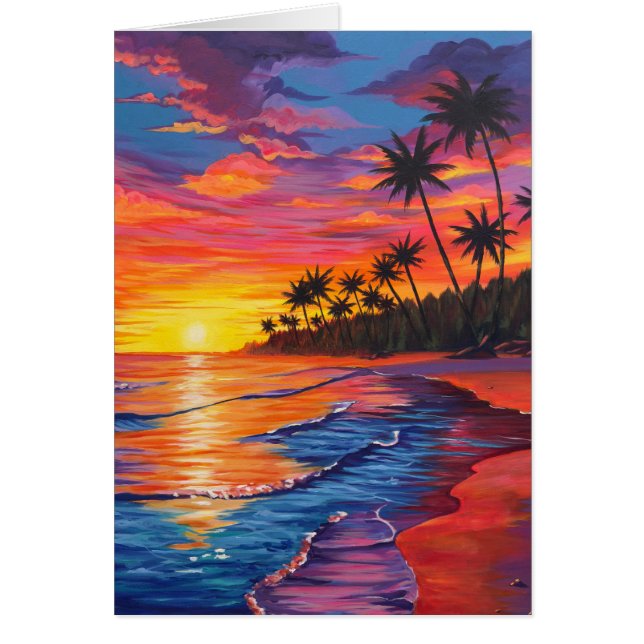 Cartão Simples Tropical Sunset (Frente)