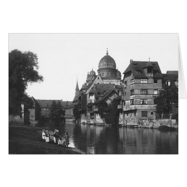 Cartão Sinagoga em Nuremberg, c.1910 (Frente Horizontal)