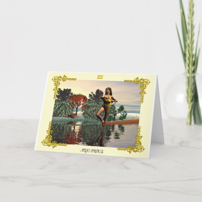 CARTÃO SINAIS DE ANIVERSÁRIO ZODIÁTICOS / AQUÁRIO (Frente)
