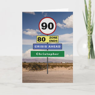 Cartão Sinais engraçados de humor de aniversário de 90 