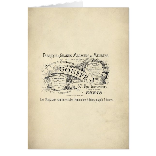 Cartão Sinal da loja do departamento francês (Frente)