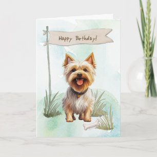 Cartão Sinal de Aniversário de Cachorro de Terrier Silky