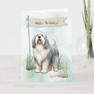 Cartão Sinal de Aniversário Polonês Lowland Sheepdog