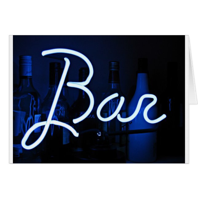 Cartão Sinal de bar, luz azul néon (Frente Horizontal)