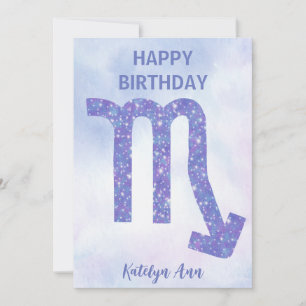 Cartão Sinal de Escorpião bonito - Parabéns Púrpura e Pre