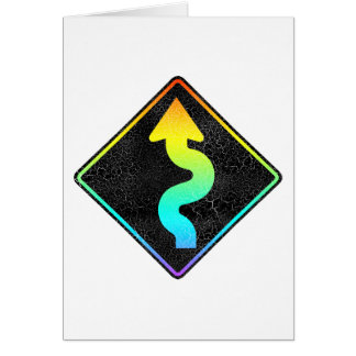 Cartão sinal de estrada em curva à frente