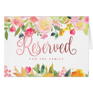 Cartão Sinal de Mesa/Reservado de Floral Aquarela PixDezi