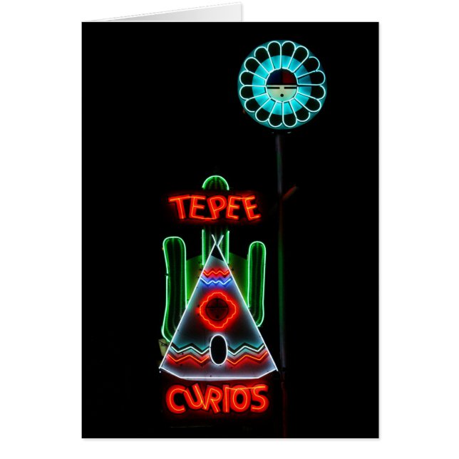 Cartão Sinal de néon dos objetos antigos do Tepee, (Frente)