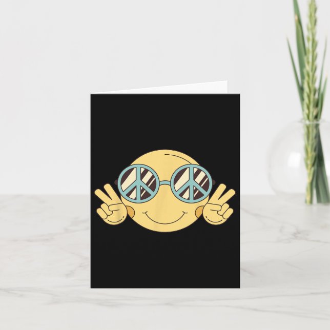 Cartão Sinal de Paz Amor Anos 60 70 Groovy Fantasia Hippi (Frente)