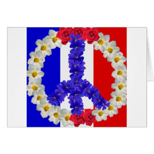 Cartão sinal de paz da bandeira francesa