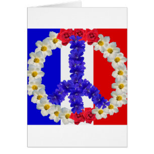 Cartão sinal de paz da bandeira francesa