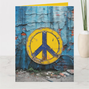Cartão Sinal de Paz de Rua Personalizada Amarelo Azul
