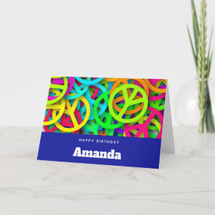 Cartão Sinal de Paz Groovy Sessenta Vezes Vibe Aniversári