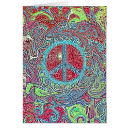 Cartão Sinal de Paz Psychedelic Groovy Trippy