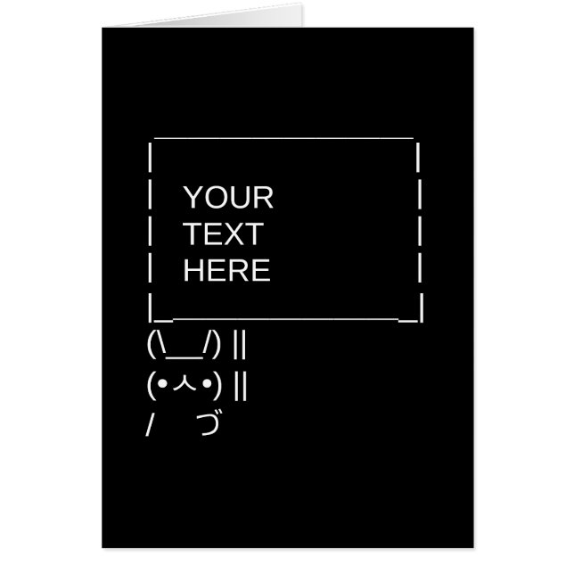 Cartão Sinal de protesto coelho/Texto ASCII personalizáve (Frente)