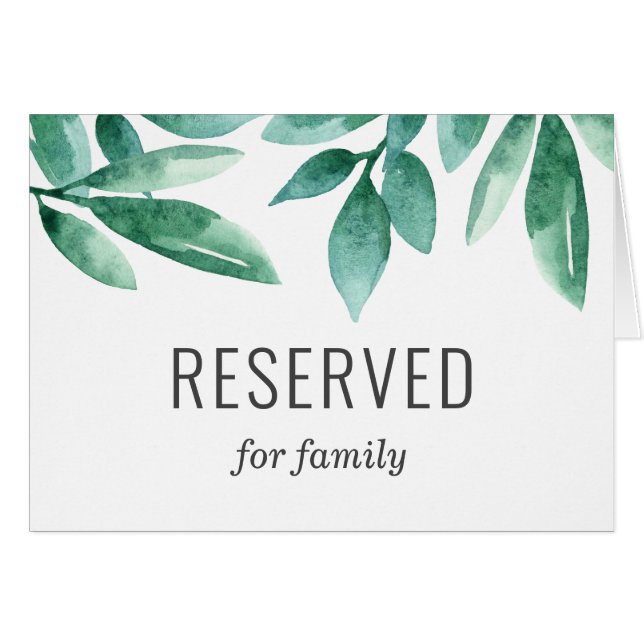 Cartão Sinal de reserva de casamento com folhagem verde e (Frente horizontal)