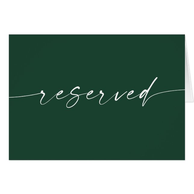 Cartão Sinal de Reserva de Casamento Simples em Verde Flo (Frente horizontal)