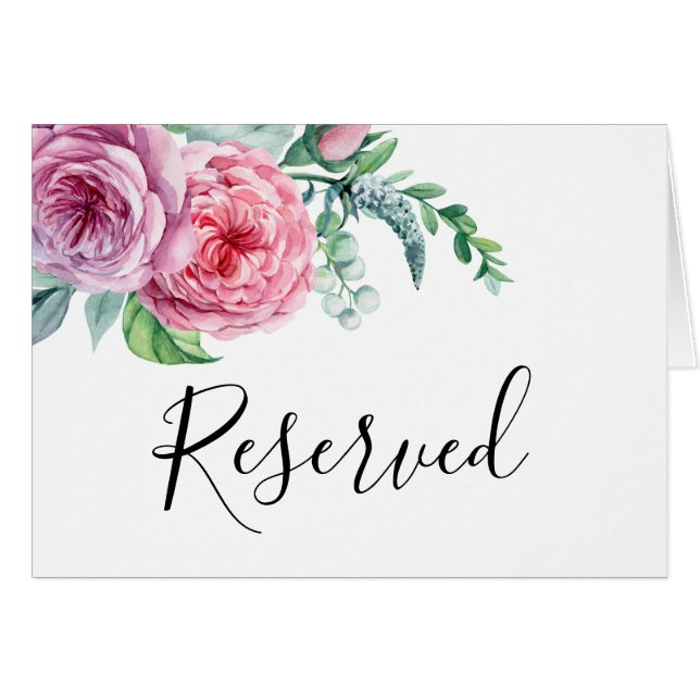 Cartão Sinal de reservado para casamento Boho. Mesa flora (Frente horizontal)