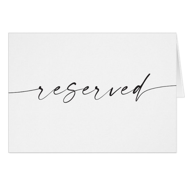 Cartão Sinal de Reservado para Casamento Minimalista Mode (Frente horizontal)