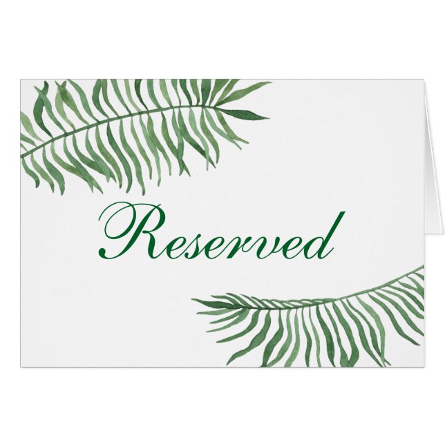 Cartão Sinal de reservado para casamento tropical. Mesa c (Frente horizontal)