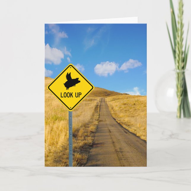 Cartão Sinal de Suíno Voador (Frente)