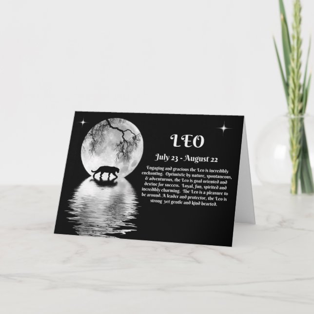 Cartão Sinal do zodíaco Leo do aniversário dos julho e (Frente)