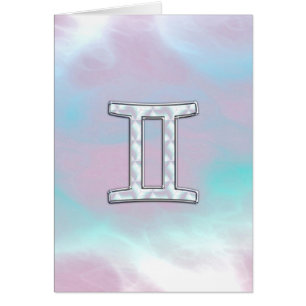 Cartão Sinal Gemini Zodiac da Mãe do Estilo Pérola