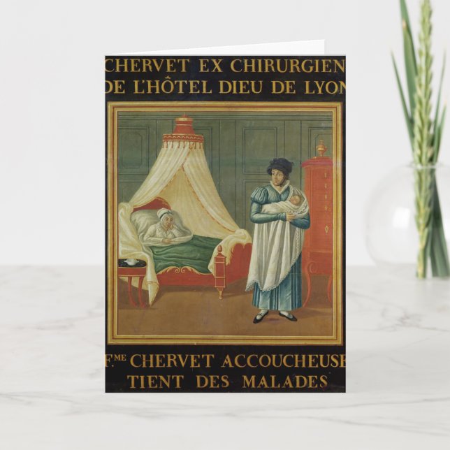 Cartão Sinal que anuncia os serviços de uma parteira (Frente)