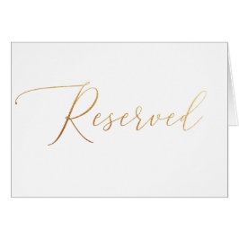 Cartão Sinal Reservado de Casamento de Script Dourado Min