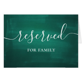 Cartão Sinal reservado de casamento verde escuro. Esmeral
